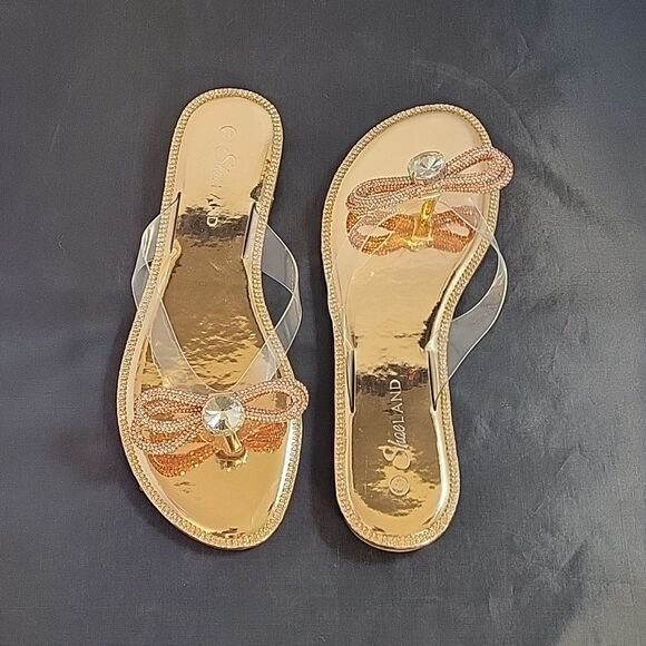 BRAND NEW HERSTYLE TALLUTO-RHINESTONE DETAILS, OPEN TOE, FLAT RAINBOW SANDALS - Picture 5 of 12